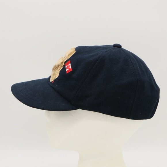 Youth Baseball Cap Hat - Navy Canada w/ Canadian Flag and Fuzzy Bear - Picture 4 of 8